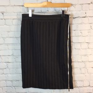 Armani Exchange Skirt Black Pinstripe Side Zip Size 2